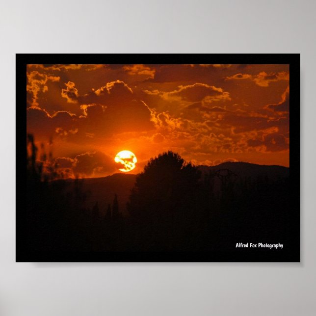 Abendlandschaft bei Sonnenuntergang Poster (Vorne)