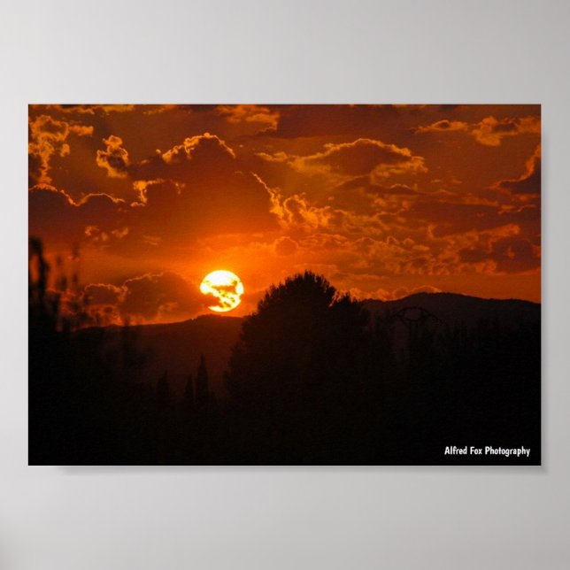 Abendlandschaft bei Sonnenuntergang Poster (Vorne)