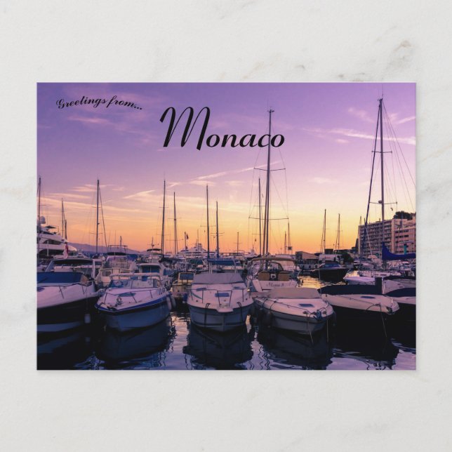 Abendliche Ruhe am Port Hercule Monaco Postkarte (Vorderseite)