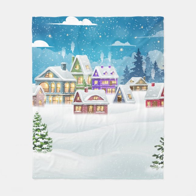 Abendliche Winterlandschaft mit schneebedecktem Fleecedecke (Vorderseite)