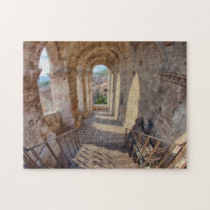 Abendlicht auf mit Blumen bedeckten Gebäuden Puzzle