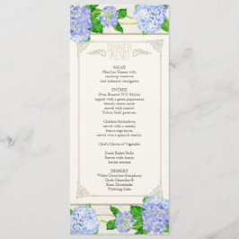 Abendmenü - Blue Hydrangea Lace Floral Formal Menükarte