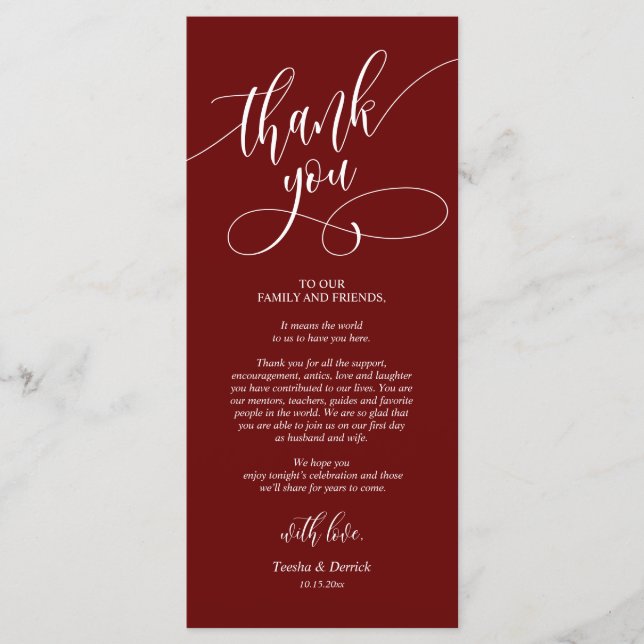 Abendplatz Einstellung Danke, Kalligraphie Karten (Vorderseite)