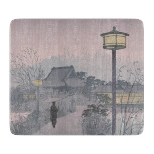 Abendregen auf dem Weg nach Shinobazu in Japan Schneidebrett