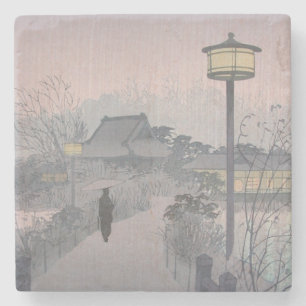 Abendregen auf dem Weg nach Shinobazu in Japan Steinuntersetzer