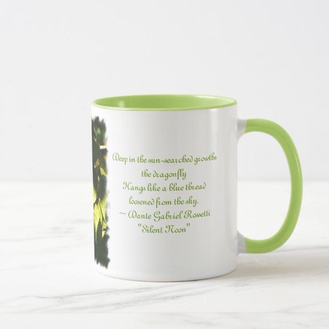 Abends-Licht mit Mosaik-Libelle/Gedicht Tasse (Rechts)