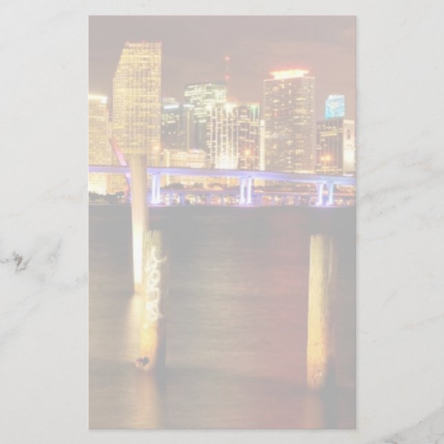 Abends Skyline von Miami, Florida Briefpapier (Vorderseite)