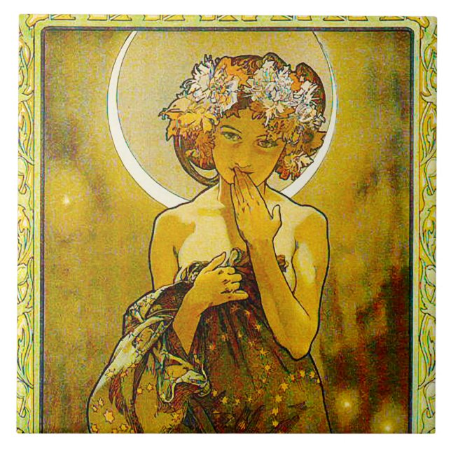 Abends-Stern - große Keramik-Fliese Fliese (Vorderseite)