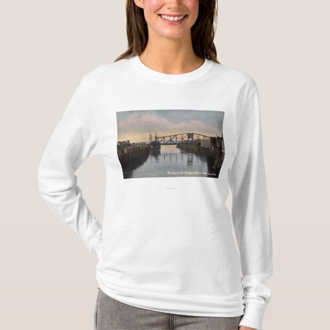 Abends-Szene auf Wishkah Fluss T-Shirt (Vorderseite)