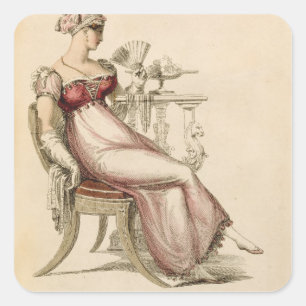 Abendskleid oder Ballkleid, Modeplatte von Ack Quadratischer Aufkleber