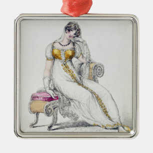 Abendskleid oder Hochzeitskleid, Modeplatte von Silbernes Ornament