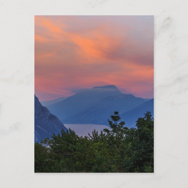 Abendstimmung am Gardasee Postkarte (Vorderseite)