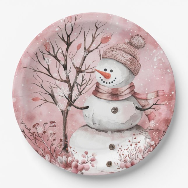 Abendteller Snowman Pappteller (Vorderseite)