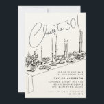 Abendtisch Cheers Zeichnend 30. Geburtstag Party Einladung<br><div class="desc">Abendtisch ist bis 30 Uhr angesagt! Hand Zeichnend 30. Geburtstag Party Einladung</div>