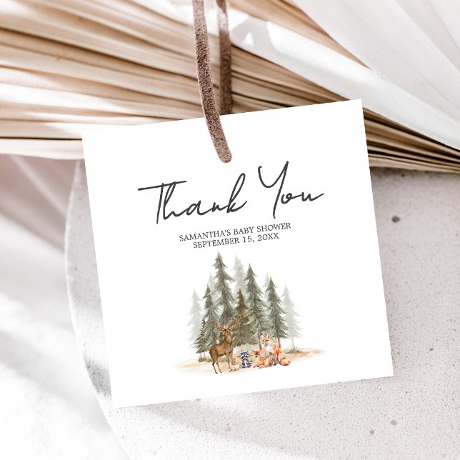 Abenteuer Begin Woodland Animal Baby Showplatz Geschenkanhänger (Let the Adventure Begin Woodland Animals Baby Shower Favor Tags)