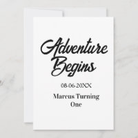 Abenteuer beginnt 1. Geburtstag Name Datum einfach
