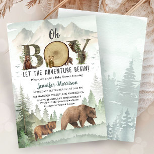 Abenteuer Beginnt Bär Junge Baby Shower Wald Einladung