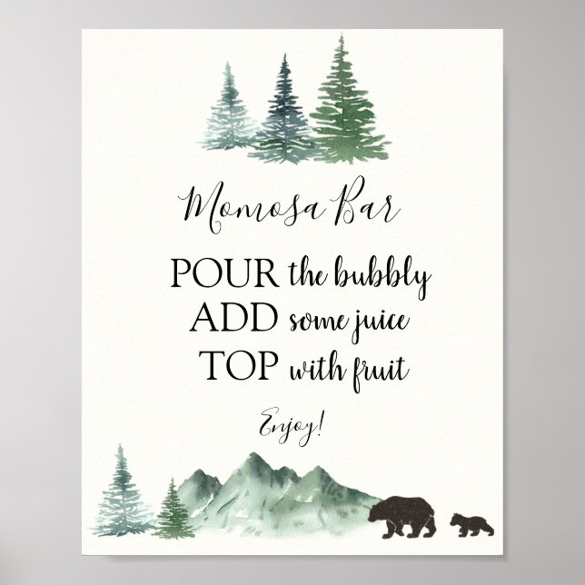 Abenteuer beginnt Bear Momosa Bar Drink Zeichen Poster (Vorne)