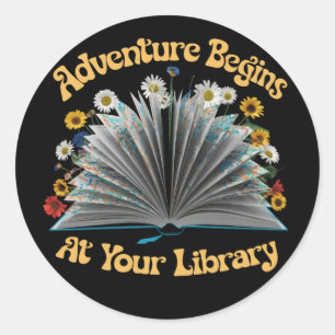 Abenteuer beginnt bei der Sommerlesung Ihrer Bibli Runder Aufkleber