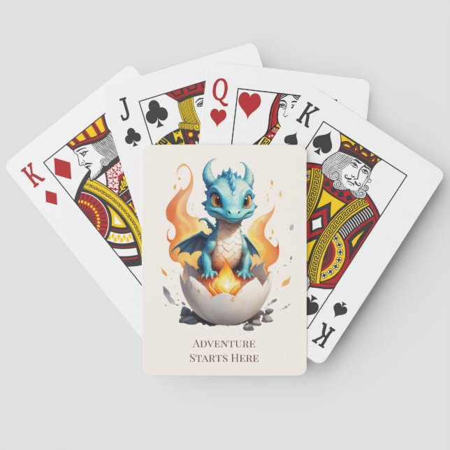 Abenteuer beginnt hier Schlüpfender Drache Spielkarten (Rückseite)