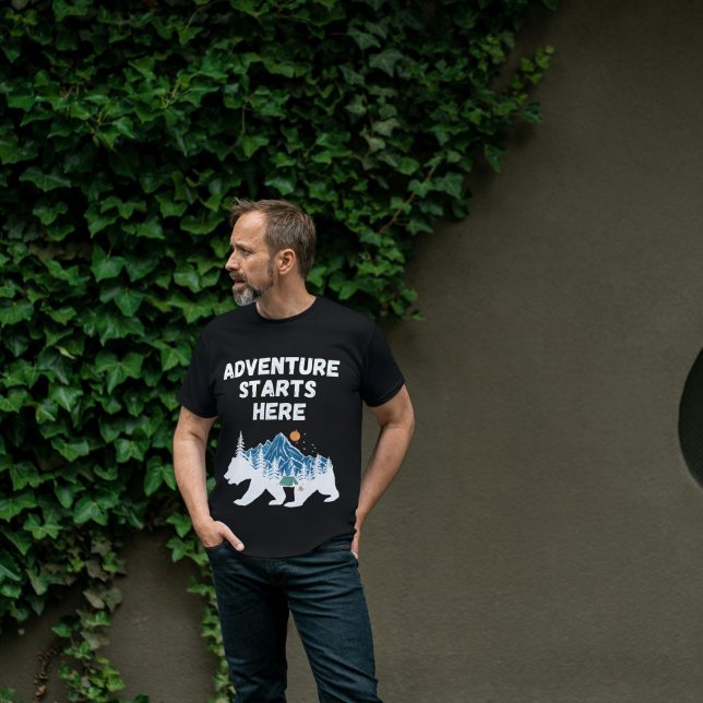 Abenteuer beginnt hier Silhouette Camping T-Shirt (Von Creator hochgeladen)