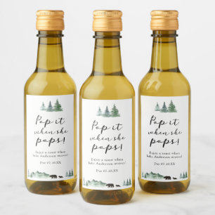 Abenteuer Beginnt Pop, wenn sie Pop Baby Shower Weinetikett