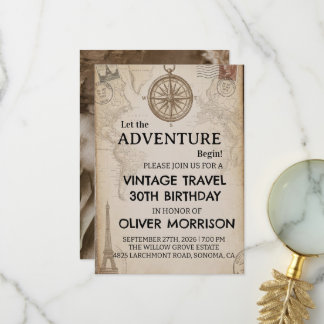 Abenteuer Beginnt Vintage-Reisekarte Geburtstag Dankeskarte
