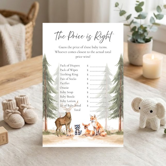 Abenteuer Beginnt Wald Dusche Rate Preis Spiel (Let the Adventure Begin Woodland Animals Baby Shower The Price is Right Game)