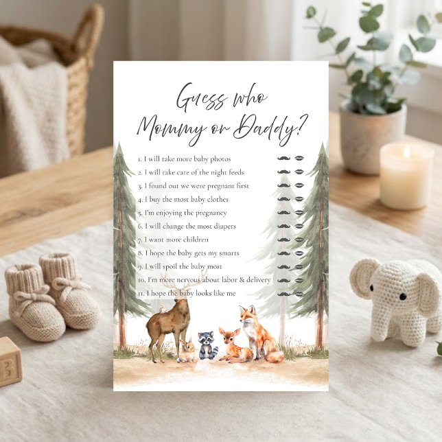 Abenteuer Beginnt Wald Dusche Rate Wer Spiel (Let the Adventure Begin Woodland Animals Baby Shower Guess Who Mommy or Daddy Game)