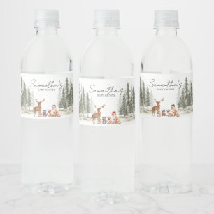 Abenteuer Beginnt Waldtiere Baby Shower Wasserflaschenetikett