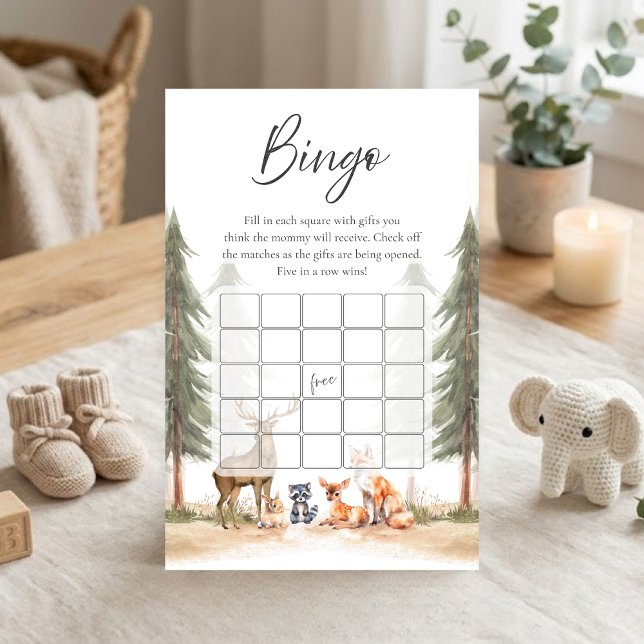 Abenteuer Beginnt Waldtiere Dusch-Bingo-Spiel (Let the Adventure Begin Woodland Animals Baby Shower Bingo Game)