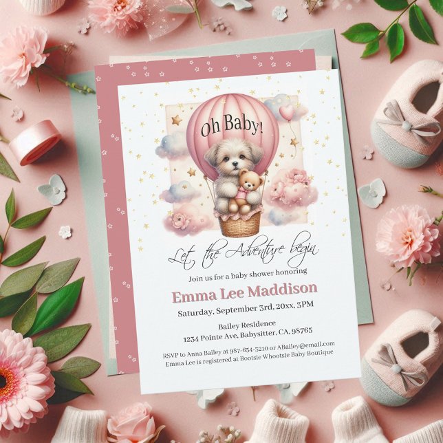 Abenteuer beginnt Welpe in Hot Air Ballon Einladung (Von Creator hochgeladen)