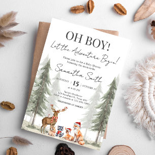 Abenteuer Beginnt Winterwald Baby Shower Einladung