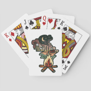 Abenteuer bei Lagerfeuer-Nacht Spielkarten