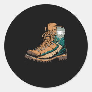 Abenteuer Berg Wanderstiefel Wanderweg Runder Aufkleber