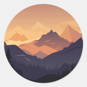 Abenteuer Berglandschaft Runder Aufkleber
