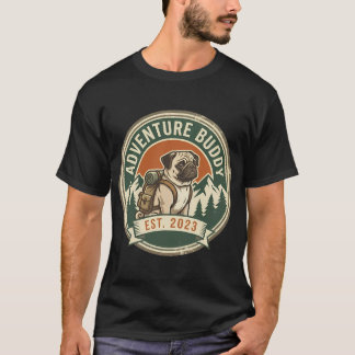 Abenteuer Buddy Pug - Süßer Wandernder Hund Vintag T-Shirt