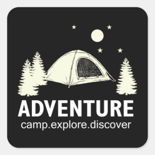 Abenteuer Camp Entdecken und entdecken Quadratischer Aufkleber