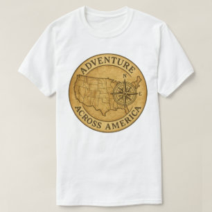 Abenteuer durch Amerika Vintage-Kartenkunst T-Shirt