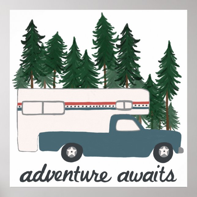 Abenteuer Erlebnis Camping Truck Camper Art Poster (Vorne)