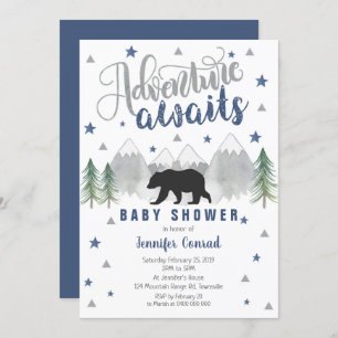 Abenteuer erwartet Baby Shower Invitation Navy Einladung