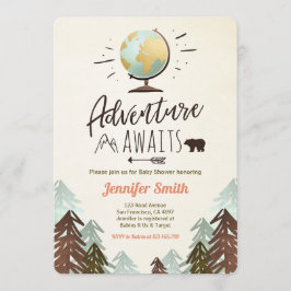 Abenteuer erwartet Babydusche einladen Vintages Einladung