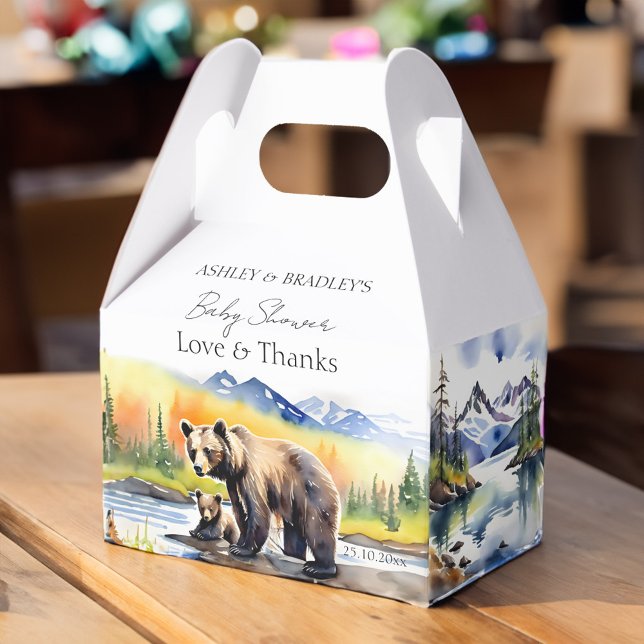 Abenteuer erwartet die Bärenbärendusche Geschenkschachtel (Adventure awaits bear cub mama bear baby shower favor box teddy bear favor box national parks theme)