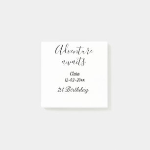 Abenteuer erwartet glücklichen 1. Geburtstag Name Post-it Klebezettel