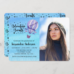 Abenteuer erwartet Heißluft-Ballon-Foto-Abschluss Einladung