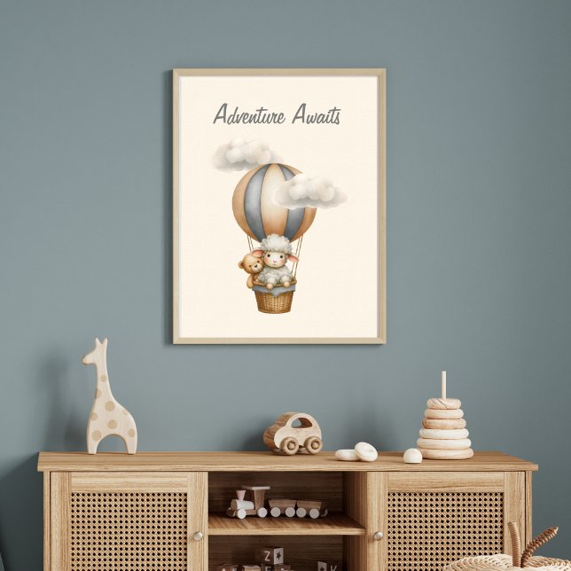 Abenteuer erwartet Hot Air Ballon mit Lamb & Teddy Poster (Von Creator hochgeladen)