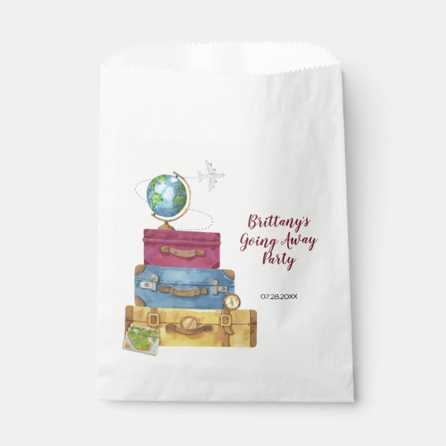 Abenteuer erwartet Koffer Abschied weg Geschenktütchen (Vorderseite)