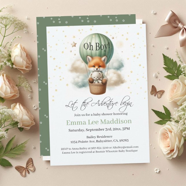 Abenteuer erwartet Oh Boy Fox in Hot Air Ballon Einladung (Von Creator hochgeladen)