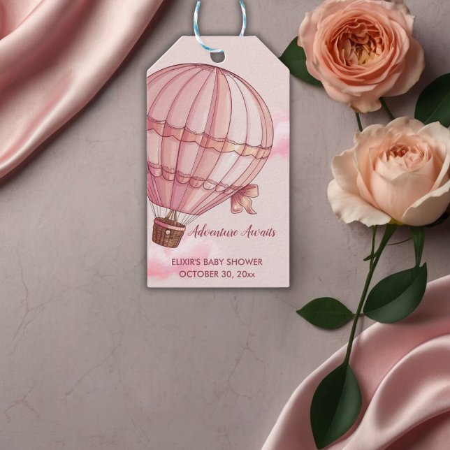 Abenteuer erwartet Pink Hot Air Ballon Baby Dusche Geschenkanhänger (Von Creator hochgeladen)