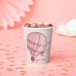 Abenteuer erwartet Pink Hot Air Ballon Baby Dusche Pappbecher